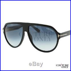 $445 Tom Ford Truman FT0464 01W Men Black Gold Details T-Logo Aviator Sunglasses