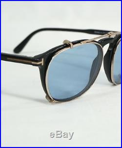 $545 TOM FORD TF5401 Black/Gold & Blue With Clip On Sunglasses 51-20 145