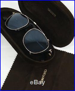 $545 TOM FORD TF5401 Black/Gold & Blue With Clip On Sunglasses 51-20 145