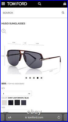 $555 TOM FORD Hugo Sunglasses Dark Blue Lenses Navigator Style Brand New