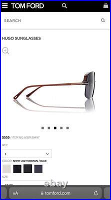 $555 TOM FORD Hugo Sunglasses Dark Blue Lenses Navigator Style Brand New