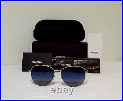 AUTH NWOT TOM FORD MILLA TF784 28W Gold Blue Titanium, Polarized Sunglasses