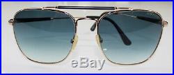 Authentic $300+ Mens Tom Ford Edward Sunglasses Shiny Gold Square Frame TF-377