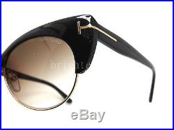 Authentic TOM FORD Lola Black/Gold Cat Eye Sunglasses FT TF 387 01G NEW