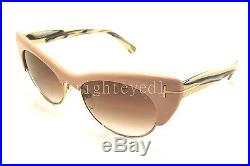 Authentic TOM FORD Lola Pink/Gold/Horn Cat Eye Sunglasses FT TF 387 74G NEW