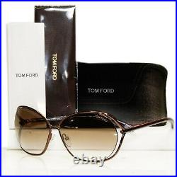 Authentic TOM FORD Womens Sunglasses Shiny Bronze Brown Carla TF157 48F 34462