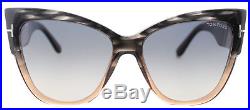 Authentic Tom Ford Anoushka FT0371 TF 371 20B Grey Peach Large CatEye Sunglasses