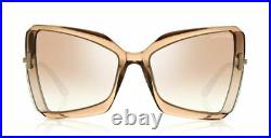 Authentic Tom Ford FT 0766 Gia 57G Rose Champagne/Brown Silver Mirror Sunglasses