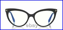 Authentic Tom Ford FT 5674-B 001 Shiny Black/Blue Block Cat Eye Women Eyeglasses