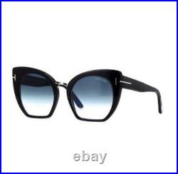 Authentic Tom Ford FT0553 Samantha-02 01W Shiny Black Sunglasses