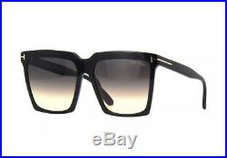 Authentic Tom Ford FT0764 764 01B Sabrina Shiny Black/Smoke Gradient Sunglasses