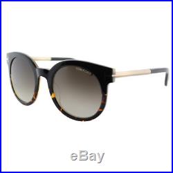 Authentic Tom Ford Janina TF 435 01K Shiny Black Sunglasses Brown Gradient Lens
