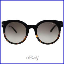 Authentic Tom Ford Janina TF 435 01K Shiny Black Sunglasses Brown Gradient Lens