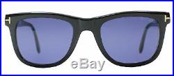 Authentic Tom Ford Leo FT0336 TF 336 01V Black Rectangle Sunglasses Blue Lens