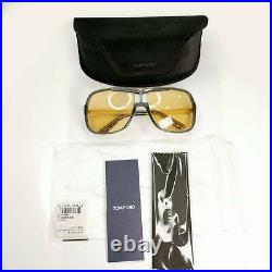 Authentic Tom Ford Mens Amber Grey Gold Square Sunglasses Caine TF 800 20E