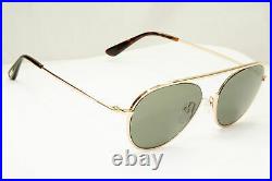 Authentic Tom Ford Mens Gold Green Metal Pilot Sunglasses Keith 02 TF 599 28N