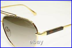 Authentic Tom Ford Mens Gold Pilot Metal Brown Sunglasses Andes TF 670 30B