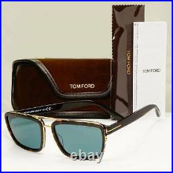 Authentic Tom Ford Mens Gold Square Brown Green Sunglasses Anders TF 780 52N