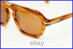 Authentic Tom Ford Mens Light Brown Gold Sunglasses Sebastian 02 TF 736 55E