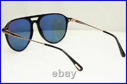 Authentic Tom Ford Mens Pilot Black Gold Blue Sunglasses Carlo 02 TF 587 01V