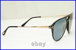 Authentic Tom Ford Mens Pilot Black Gold Blue Sunglasses Carlo 02 TF 587 01V