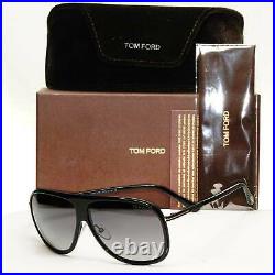 Authentic Tom Ford Mens Polarized Sunglasses Black Smoke Pilot Chris TF462 01D