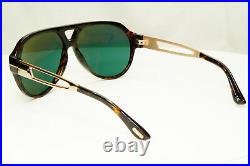 Authentic Tom Ford Mens Sunglasses Brown Havana Gold Green Pilot Paul TF778 52N
