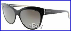 Authentic Tom Ford TF 430 Lily 05D Black Cat-Eye Sunglasses Grey Polarized Lens