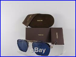 Brand New Authentic Tom Ford TF 504 Sunglasses Walker TF504 28V 57mm Gold Blue