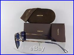 Brand New Authentic Tom Ford TF 504 Sunglasses Walker TF504 28V 57mm Gold Blue