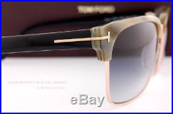 Brand New Tom Ford Sunglasses FT 367 River 60B Olive Horn/Blue Gradient For Men