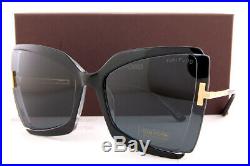 Brand New Tom Ford Sunglasses Gia FT 0766 03A Black Gold/Gray For Women