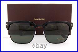 E Brand New Tom Ford Sunglasses FT 0367 02B Black Havana/Green For Men