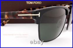 E Brand New Tom Ford Sunglasses FT 0367 02B Black Havana/Green For Men