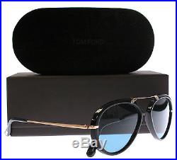 NEW Authentic TOM FORD Aaron Black Gold Aviator Sunglasses TF 473 FT 0473 01V