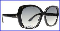 NEW Authentic TOM FORD Gabriella Shiny Black Round Sunglasses TF 362 FT 0362 01B