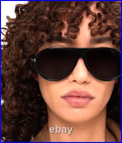 NEW TOM FORD MARCUS TF1023 01B SHINY BLACK WithGREY GRADIENT LENS SUNGLASSES 60-13