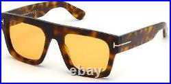 NEW Tom Ford FT 0711 Sunglasses 56E 56E Shiny Havana \/ Vintage Yellow Lenses