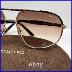 NEW Tom Ford FT 1019 Sunglasses 30F Shiny Pale Gold Dark Havana 100% AUTHENTIC