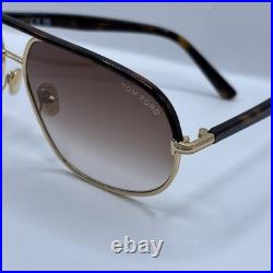 NEW Tom Ford FT 1019 Sunglasses 30F Shiny Pale Gold Dark Havana 100% AUTHENTIC