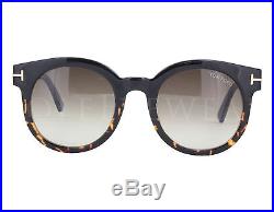 NEW Tom Ford FT0435 01K Janina Shiny Black / Brown Gradient Sunglasses