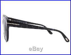 NEW Tom Ford FT0518 Livia 01B Shiny Black Gold / Grey Gradient Sunglasses
