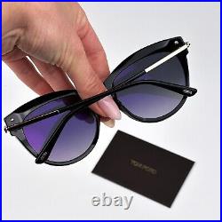 NEW Tom Ford FT0821/S KIRA 01D Shiny Black Polarized Gradient Smoke Sunglasses