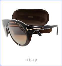 NEW Tom Ford REX FT1001-52F 57MM Oval Sunglasses. Dark Havana $578