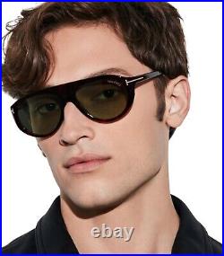 NEW Tom Ford REX FT1001-52F 57MM Oval Sunglasses. Dark Havana $578