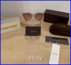 NEW Tom Ford Sunglasses Olivia-02 FT914 72F 54mm Transparent Pink Antique Havana