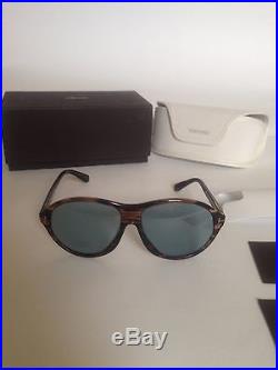 NWB Tom Ford Tyler Acetate Oval Frame Blue Tempered Lense Sunglasses 60 mm TF398