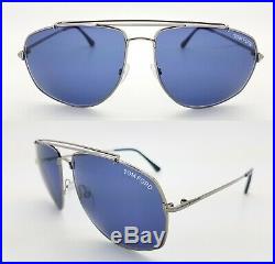 NWOT Tom Ford Georges sunglasses FT0496/S 14V 61 Ruthenium Blue GENUINE Aviator
