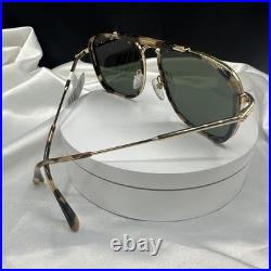 NWT TOM FORD HUCK Brown Tortoise Gold Green Lenses Sunglasses. # IF2677862. Italy