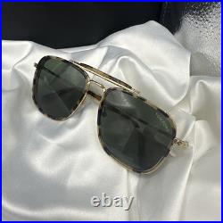 NWT TOM FORD HUCK Brown Tortoise Gold Green Lenses Sunglasses. # IF2677862. Italy